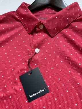 Mizzen+Main Burgundy Polka Dot Performance Polo